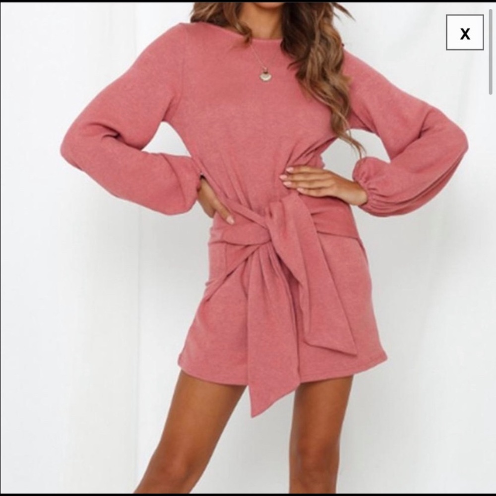 Saints + Secrets Pink Balloon Sleeve Dress